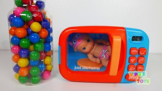 Microwave and Baby Bottle with Candy and Baby Dolls! Learn Colors for Kids