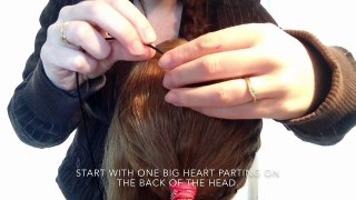 Heart bun updo with 4-strand ribbon braid - Hart knot creatie met 4-strengen lintvlecht