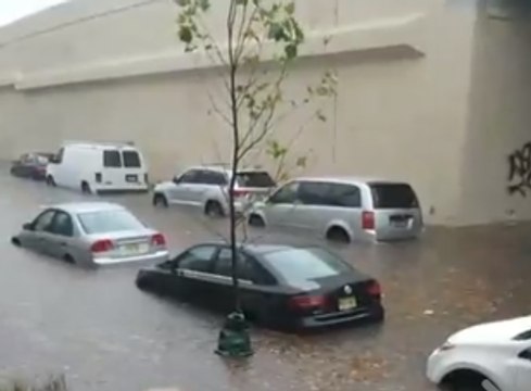 Cars Submerged as Flooding Hits Newark, New Jersey