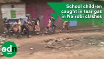 School children caught in tear gas in Nairobi clashes