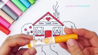 How to COLOR Cartoon House step by step For Mom Home Sweet Home