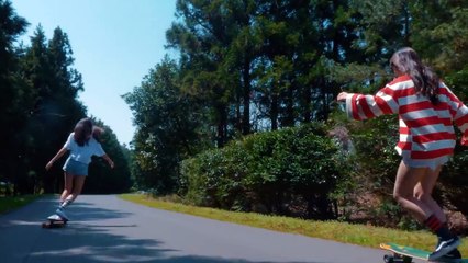 George Lamberis Jeju Island, cute longboard girls with scooters