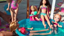POOL Fun ! Ice Prank - Elsa & Anna toddlers - Barbies New Car - Swimming - Splash - Water - Slide