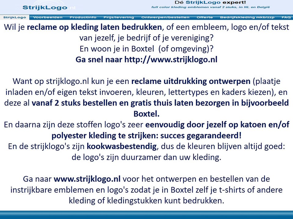 Reclame kleding bedrukken Boxtel