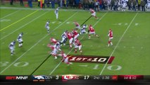 Denver Broncos linebacker Shaquil Barrett flies past Eric Fisher, strips-sacks Kansas City Chiefs quarterback Alex Smith