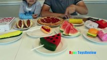 GUMMY FOOD VS REAL FOOD CHALLENGE taste test! Kid Fun giant candy review Ryan ToysReview