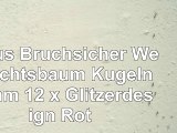 Luxus Bruchsicher Weihnachtsbaum Kugeln 60mm 12 x Glitzerdesign Rot