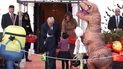 Download Video: Donald Trump refuse de donner des bonbons à un T-Rex pour Halloween à la Maison Blanche !