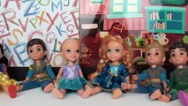 Anna and Elsa Toddlers Go to School! New Class Pet Rapunzel Ariel Disney Frozen Dolls Toys In Action