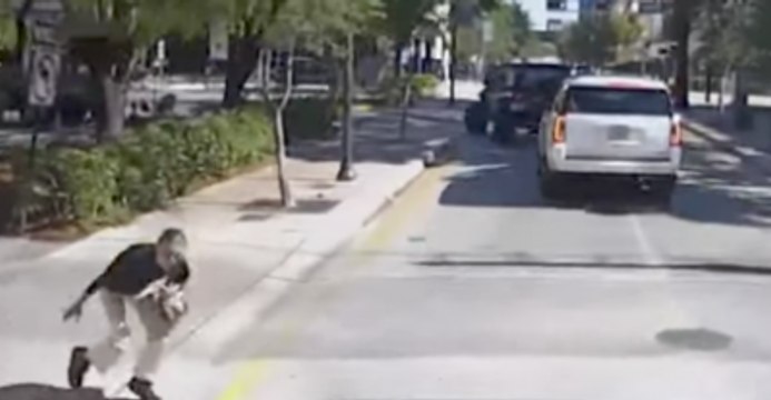 Florida Bus Driver Narrowly Avoids Hitting Pedestrian Who Fell Into Street