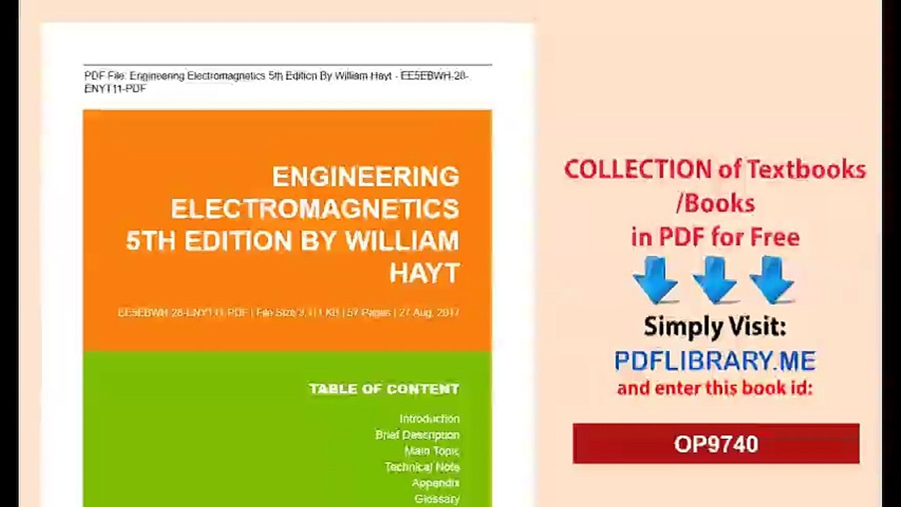 Engineering Electromagnetics 5th Edition By William Hayt