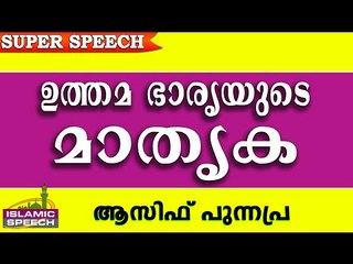 ഭാര്യമാർക്ക് മാതൃകയായ സ്ത്രീ... Latest Islamic Speech In Malayalam 2016 | Asif Punnapra New