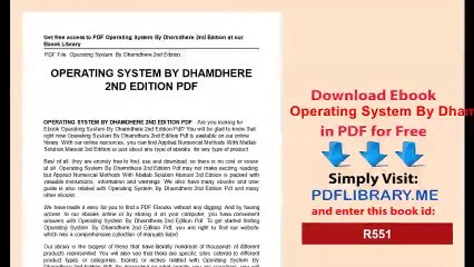 Operating System By Dhamdhere 2nd Edition