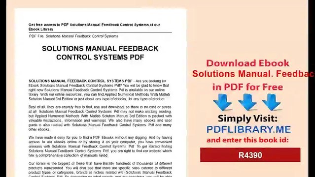 Solutions Manual. Feedback Control Systems