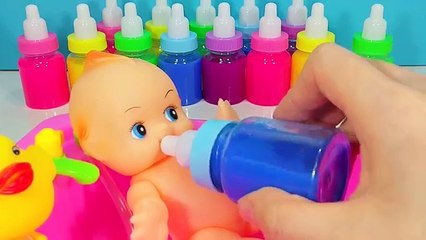 Baby Doll Bath Time Color Feeding bottle Clay Slime Surprise Toys 아기 인형 칼라 젖병 액체 괴물 목욕 놀이 시간 장난감 놀이