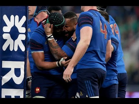 Mathieu Bastareaud spins over a Try, Italy v France, 15th March 2015