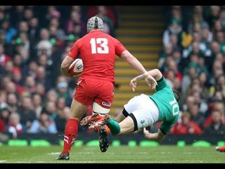 Excellent Jonathan Davies handoff, Wales v Ireland, 14th March 2015