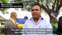 Uber and taxi drivers protest in Brasilia ahead of key vote