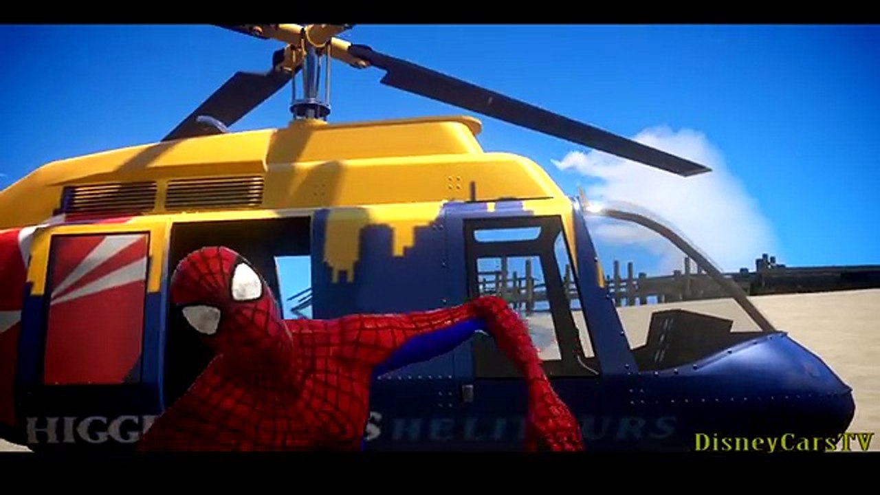 Spiderman having fun with helicopter (songs for children)