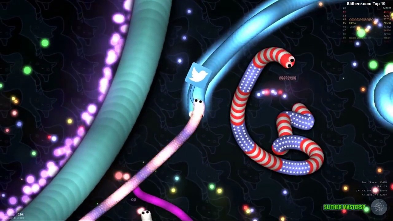 Slither.io 001 Strong Bad Snake Skin Hacked vs. 727 Snakes Epic Slitherio Gameplay!