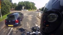 Road Rage Incident Biker and Chav in VW Golf fighting