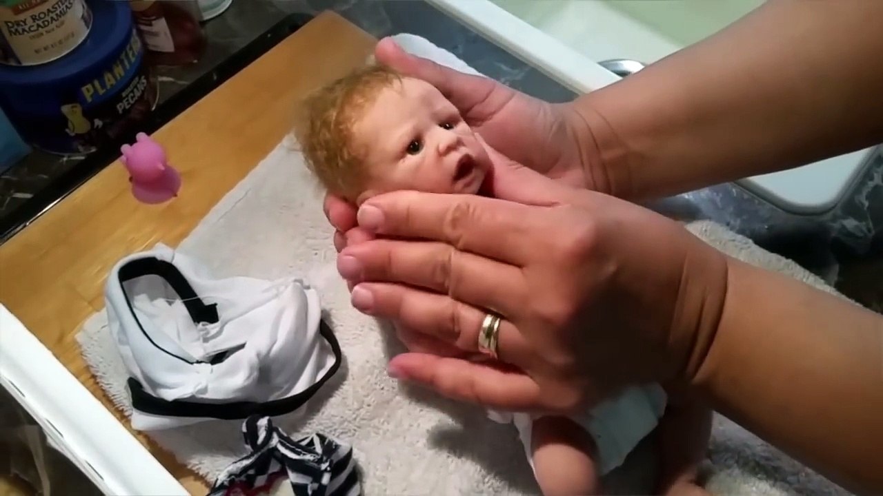 MINI Full Silicone Baby Boy Lucas FIRST BATH!! Bottle| EEW POOPY Towel! Reborn Nap Noutine
