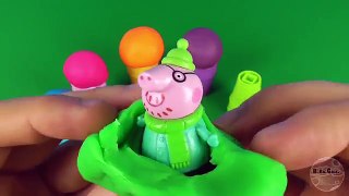 Play-Doh Ice Cream Cone Surprises with Surprise Toys of Peppa Pig in Winter