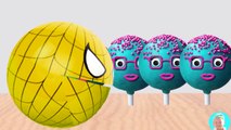 Learning Colors with 3D Pacman Suprise Eggs Spiderman eating lollipops cake pops Painting Cartoons f