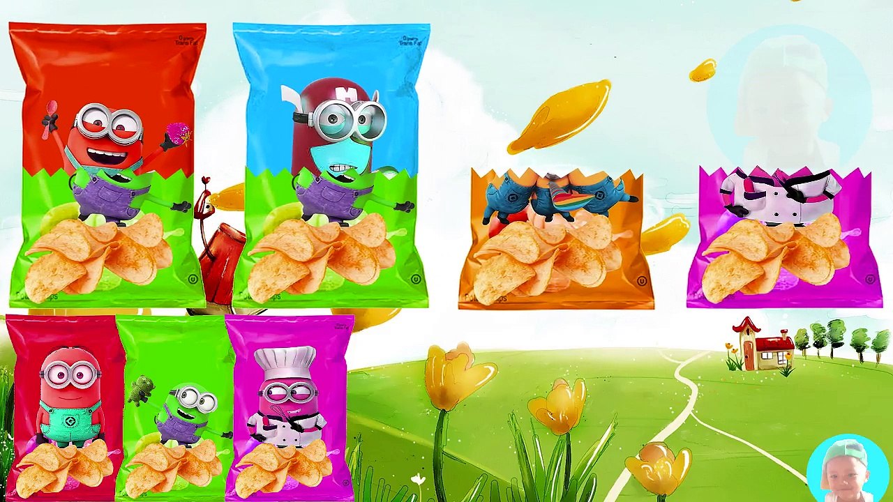 Wrong Body Minions BOB Mel Kevin Jerry Tim Tom Learn Colors with Potato Chips