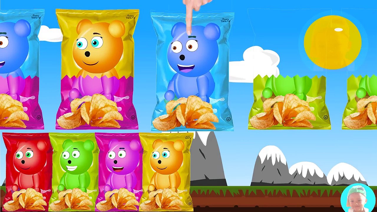 Mega Gummy Bear Wrong Heads Learn Colors with Potato Chips
