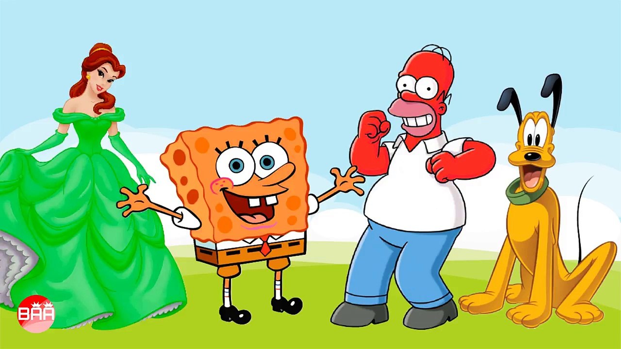 Wrong Colors Spongebob, Simpson Family, Beauty and The Beast, Pluto, Mickey Mouse ClubHouse