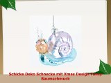 Schnecke Xmas Design Fancy Deko Anhänger Glas 7x9x6cm blau rosa Weihnachten Baumschmuck