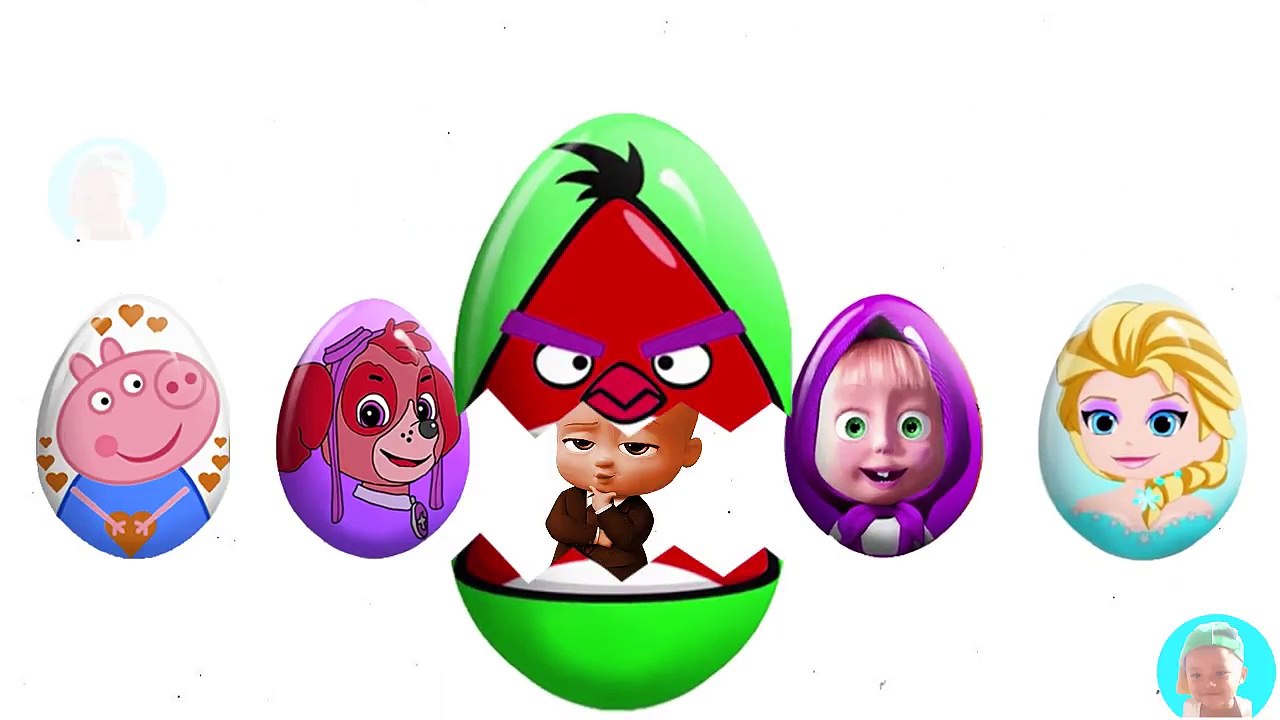 The boss baby surprise egg inside Masha and the Bear! Paw Patrol! Angry Bird! Cartoon for kids