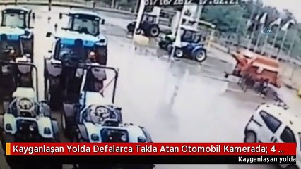 Kayganlaşan Yolda Defalarca Takla Atan Otomobil Kamerada: 4 Yaralı