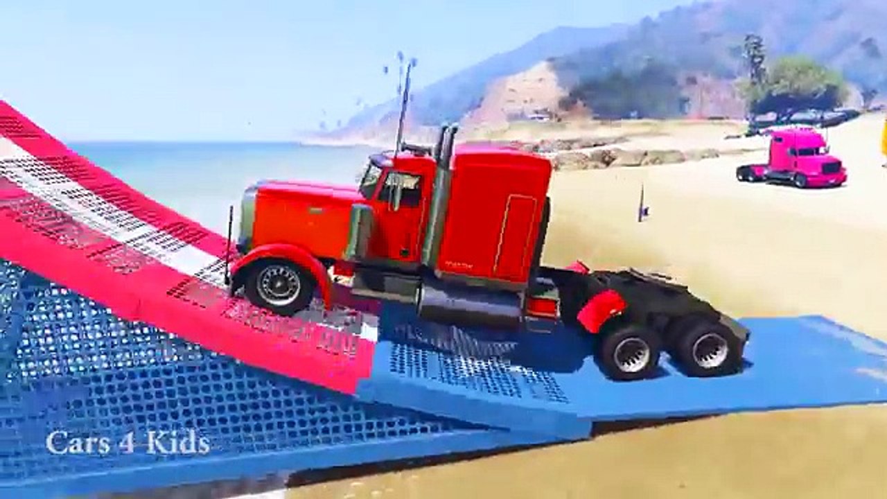 Trucks and COLOR CARS for Kids in Spiderman Cartoon Funny Videos for Children and Nursery Rhymes
