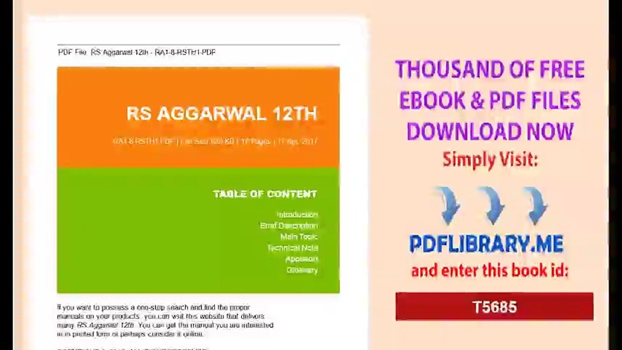 RS Aggarwal 12th