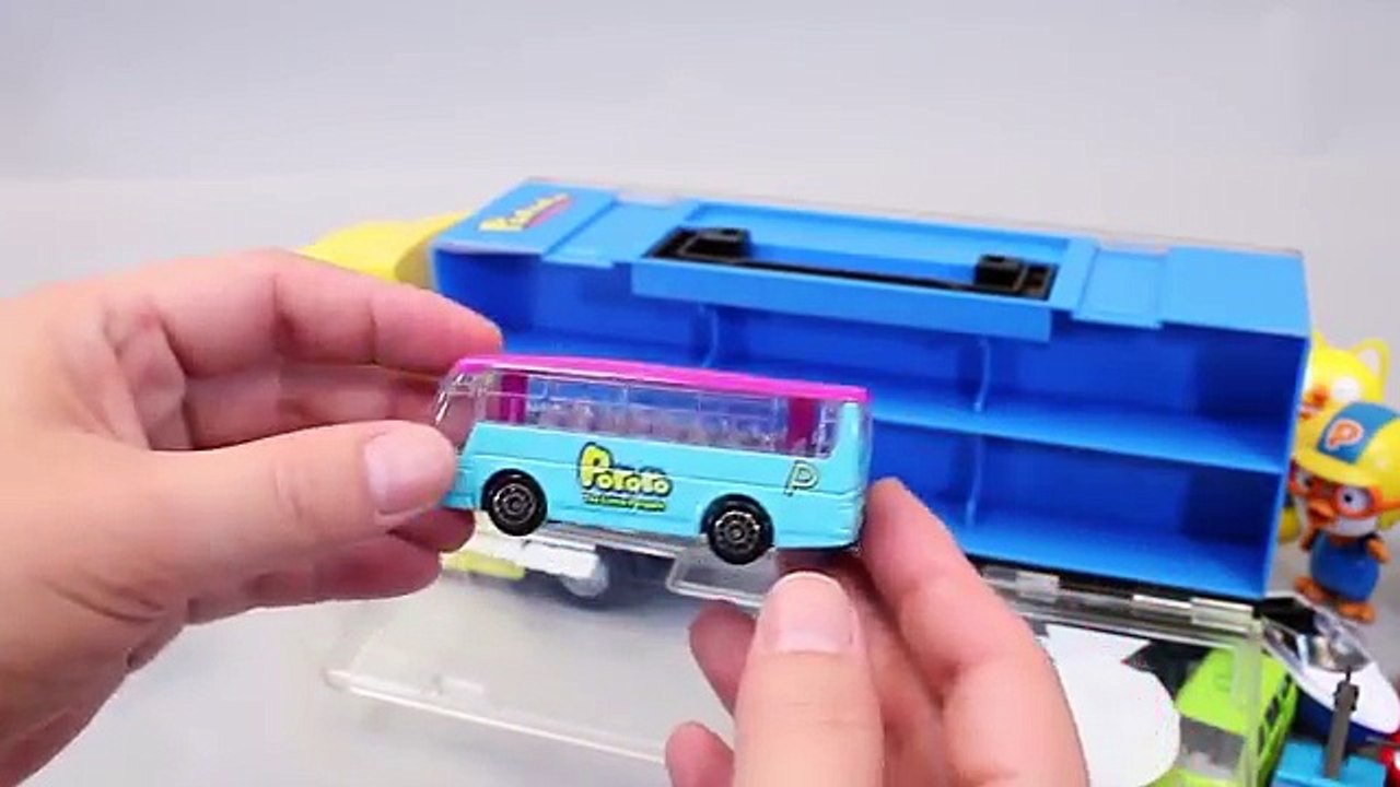Pororo Car Carrier Tayo the Little Bus Garage Toy Surprise Eggs Learn Colors Numbers