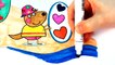 Peppa Pig on The Beach Coloring Pages - Drawing Pages To Color For Kids with Colored Markers