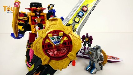 [토이롤] 장난감(toy)_파워레인저 닌자포스 총 집합! 4화 라이온엠퍼러 닌자킹 바이슨킹 볼케이노킹 합체 다이노 UFO 엘리펀 서퍼닌자 소환닌자 Transforming robot