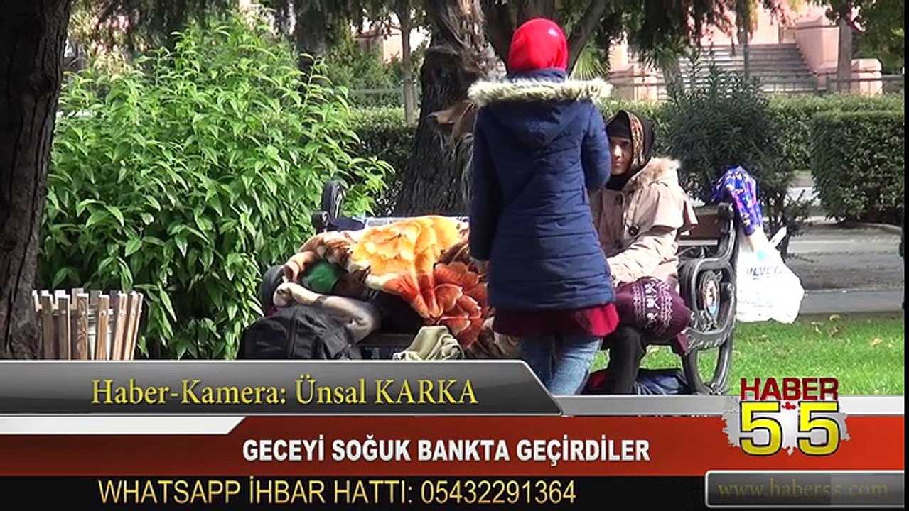 Samsun'da Geceyi battaniye altında soğukta geçirdiler