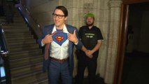Canadian Prime Minister Justin Trudeau becomes Superman for Halloween