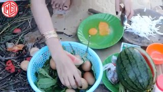 Watermelon Omelette Cooking Prepare by My Wife - Fail Cooking - My Village Food