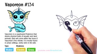 How to Draw Pokemon Vaporeon step by step Easy -Eevee Evolution