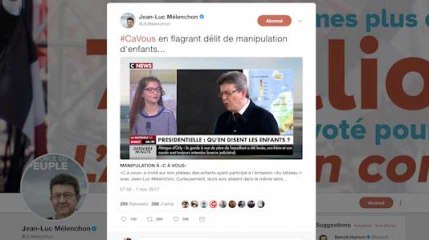 Sur Twitter, Mélenchon dénonce une manipulation d'enfants