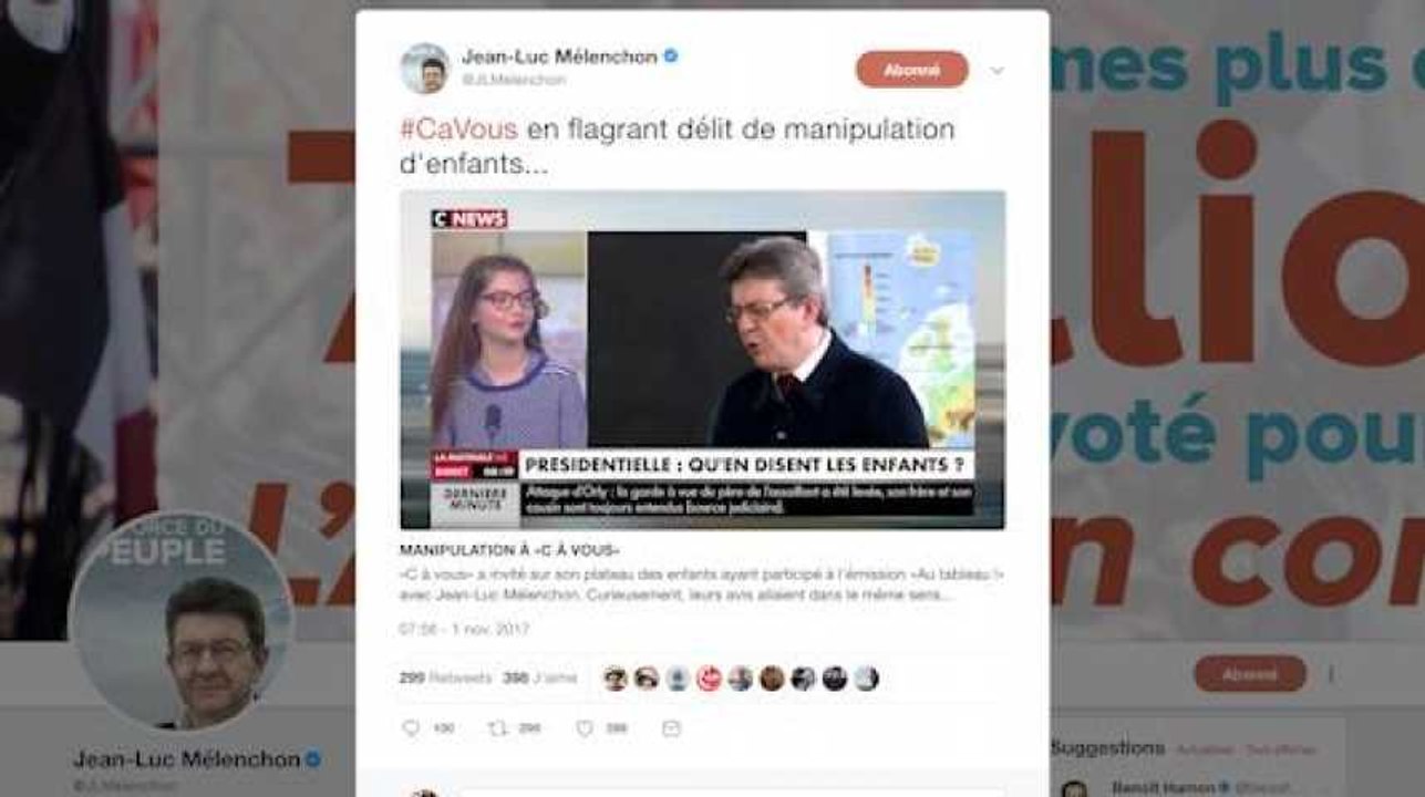 Sur Twitter, Mélenchon dénonce une manipulation...