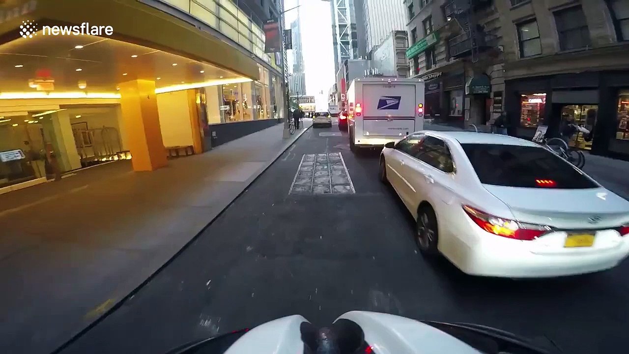 Helmet camera bike video of New York terror aftermath