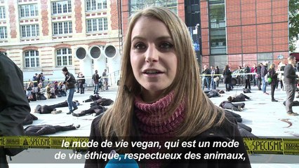 Action de PETA à Beaubourg pour promouvoir le véganisme