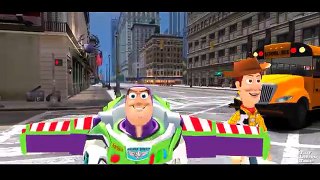 The Wheels on the Bus Song | Toy Story Woody and Buzz Custom Fun Stunts | Songs and Rhymes for Kids
