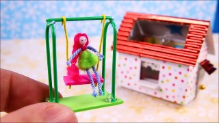 DIY Miniature Matchbox Dollhouse & Swing & Cat