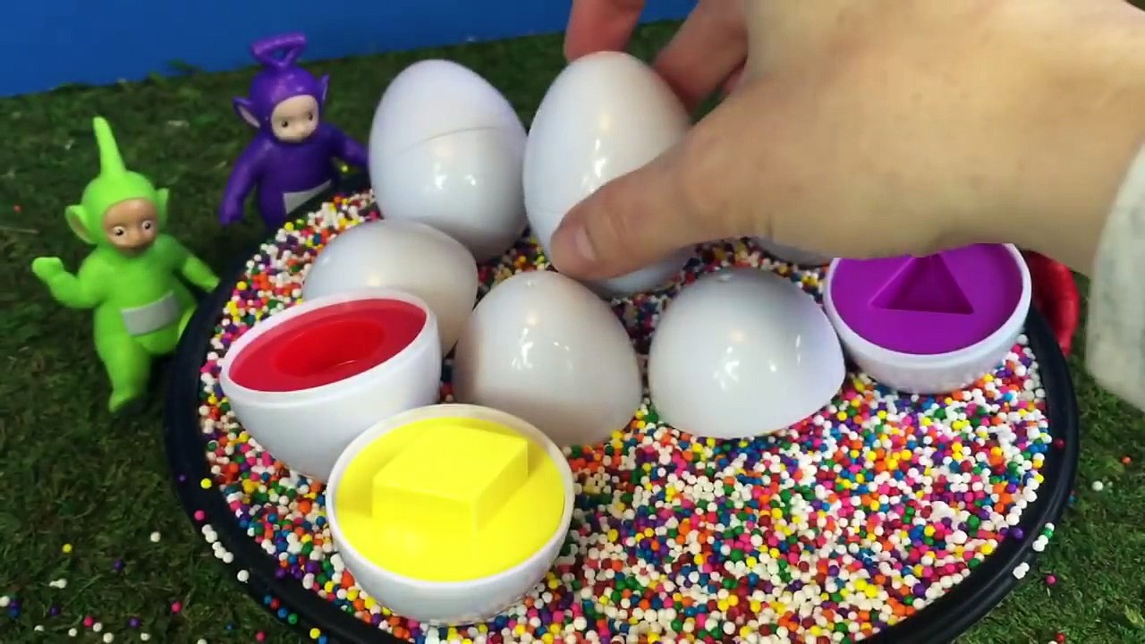 LEARNING SHAPES and COLORS with TELETUBBIES Toys and EASTER EGGS for